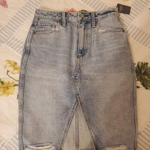 Abercrombie & Fitch High Rise Distress Denim Skirt